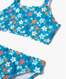 maillot de bain fille 2 pieces a motifs fleuris avec finitions dentelees bleuD500801_2