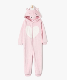 GEMO Combinaison pyjama fille licorne avec capuche Rose