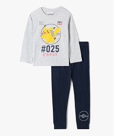 GEMO Pyjama garçon en jersey bicolore à motif Pikachu - Pokémon Gris