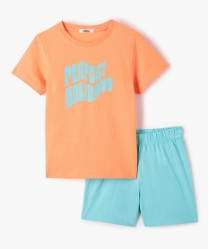 GEMO Pyjashort garçon avec inscription sur le buste Orange