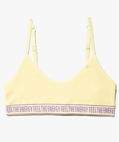 brassiere fille en maille cotelee a fines bretelles jaune sous-vetementsD505401_1