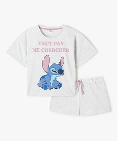 GEMO Pyjashort fille avec motif Stitch et message - Disney Gris