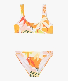 GEMO Maillot de bain fille 2 pièces à motif feuillage imprime multicolore