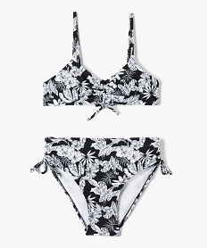GEMO Maillot de bain fille 2 pièces à motifs fleuris avec culotte taille haute imprime fleurs