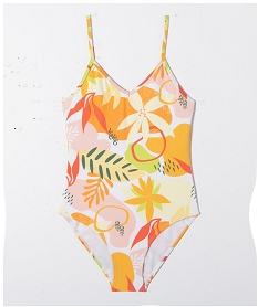 maillot de bain fille une piece a motifs fleuris et fines bretelles imprimeD508601_1