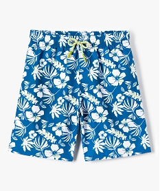 GEMO Short de bain garçon à motifs fleuris Bleu