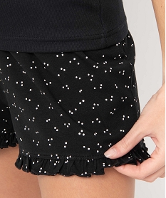 short de pyjama avec finitions froncees femme noirD515701_2