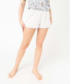 short de pyjama femme avec bas brode beige bas de pyjamaD516501_1