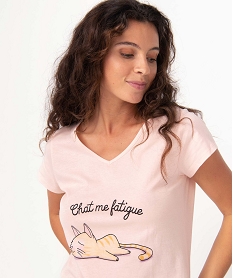 chemise de nuit imprimee a manches courtes femme rose nuisettes chemises de nuitD517701_2
