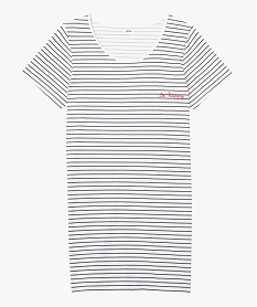 GEMO Chemise de nuit à manches courtes avec motifs femme grande taille impirme rayures & silhouette