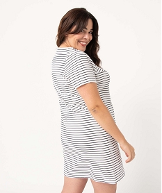 chemise de nuit a manches courtes avec motifs femme grande taille impirme rayures silhouette nuisettes chemises de nuitD518101_3