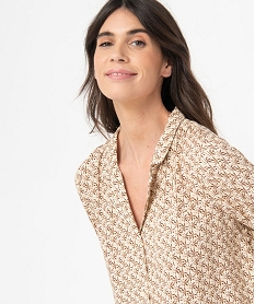 chemise de nuit femme imprimee forme liquette a manches 34 imprime nuisettes chemises de nuitD518501_2