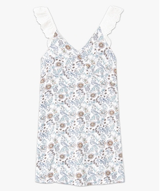 nuisette femme a motifs fleuris et bretelles en broderie anglaise imprime nuisettes chemises de nuit femme GEMO