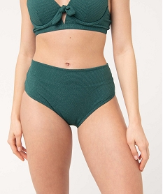 GEMO Bas de maillot de bain femme pailleté forme culotte taille haute Vert