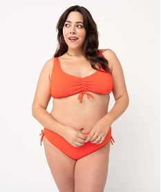 haut de maillot de bain femme grande taille en maille texturee rougeD521701_3