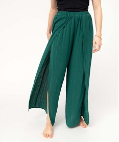 GEMO Pantalon de plage femme ouvert sur lavant Vert