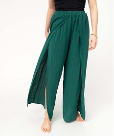 pantalon de plage femme ouvert sur lavant vert vetements de plageD522001_1