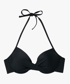 haut de maillot de bain femme forme corbeille effet drape noirD522101_4