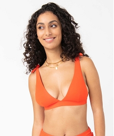 haut de bain femme triangle en maille texturee orangeD522801_1