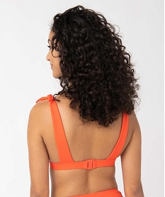 haut de bain femme triangle en maille texturee orange haut de maillots de bainD522801_2