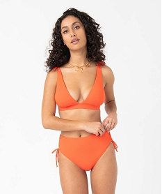 haut de bain femme triangle en maille texturee orange haut de maillots de bainD522801_3