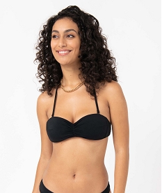 haut de maillot de bain femme forme bandeau avec bretelles amovibles noirD523101_1