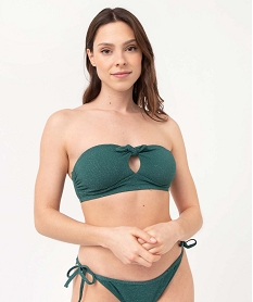 GEMO Haut de maillot de bain femme forme bandeau à paillettes Vert