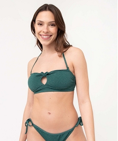 haut de maillot de bain femme forme bandeau a paillettes vert haut de maillots de bainD523201_2
