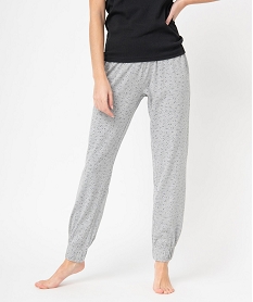 pantalon de pyjama imprime avec bas elastique femme grisD524101_1