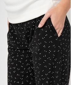 pantalon de pyjama imprime avec bas elastique femme noirD524201_2
