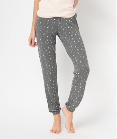 GEMO Pantalon de pyjama femme en maille fine avec bas resserré Imprimé
