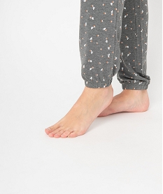 pantalon de pyjama femme en maille fine avec bas resserre grisD524301_2