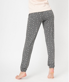 pantalon de pyjama femme en maille fine avec bas resserre grisD524301_3