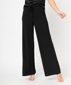bas de pyjama large en maille cotelee extra douce femme noir bas de pyjamaD524601_2