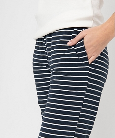 pantalon de pyjama femme raye avec bas resserre bleuD525701_2