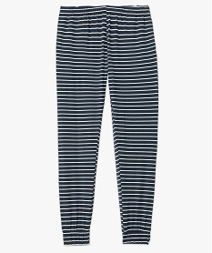 pantalon de pyjama femme raye avec bas resserre bleuD525701_4