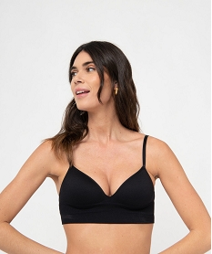 GEMO Brassière push-up en maille côtelée à fines bretelles Noir