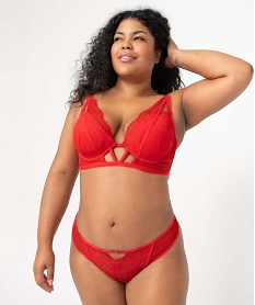 string femme grande taille en dentelle et tulle avec decoupes fantaisie rougeD530501_3