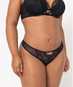 string femme grande taille en dentelle et tulle avec decoupes fantaisie noirD530601_1