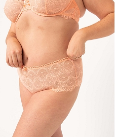 GEMO String femme grande taille en dentelle taille haute Rose