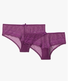 shorty en dentelle et tulle femme (lot de 2) violet shortiesD531501_4