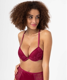 GEMO Soutien-gorge corbeille en dentelle avec brides croisées dans le dos Rose