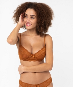 GEMO Soutien-gorge à armatures forme corbeille en dentelle cafe