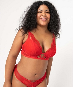 GEMO Soutien-gorge femme grande taille emboîtant à découpes fantaisie rouge standard