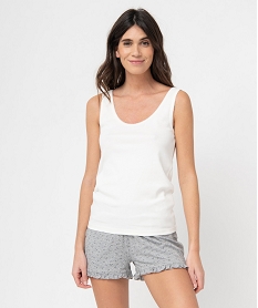 GEMO Débardeur lingerie en maille côtelée femme blanc chine