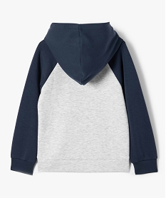 sweat garcon tricolore a capuche gris sweatsD539801_4