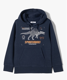 sweat garcon a capuche en molleton imprime dinosaure bleu sweatsD540001_1