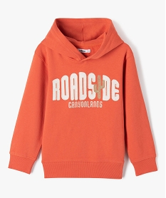 sweat garcon a capuche avec inscription brodee orangeD541501_1