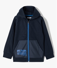 GEMO Sweat garçon zippé bimatière à capuche Bleu