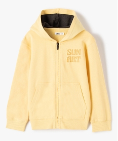 sweat garcon zippe a capuche et motif en relief jaune sweatsD541901_1